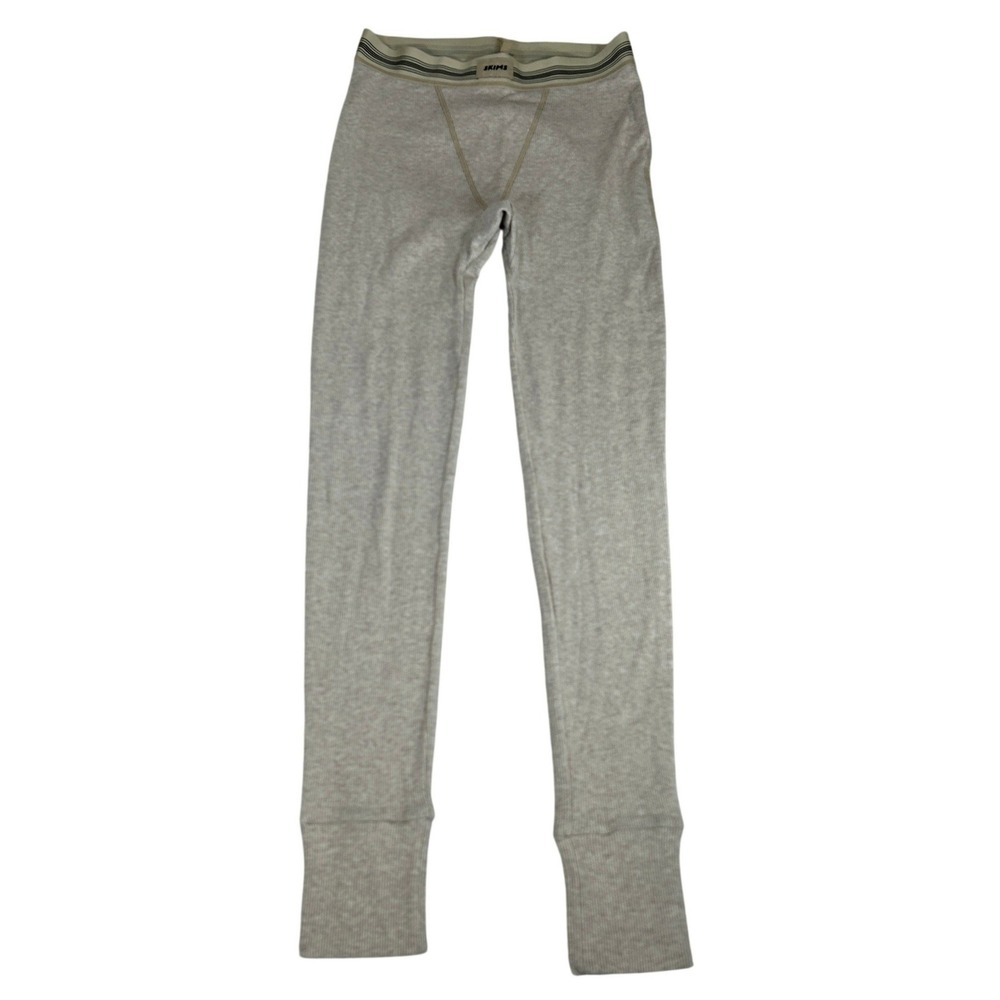 SKIMS Cotton Rib Legging Heather Grey Oatmeal Logo Waistband XS 5860